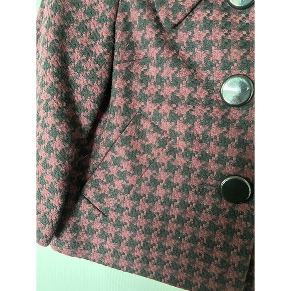 NAF NAF Houndstooth Crop Blazer Jacket Long Sleeve Purple/Black Size 40 / 8 US - Picture 4 of 5